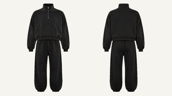 Quarter-zip Sweatshirt — True Black Pigment Dyed design