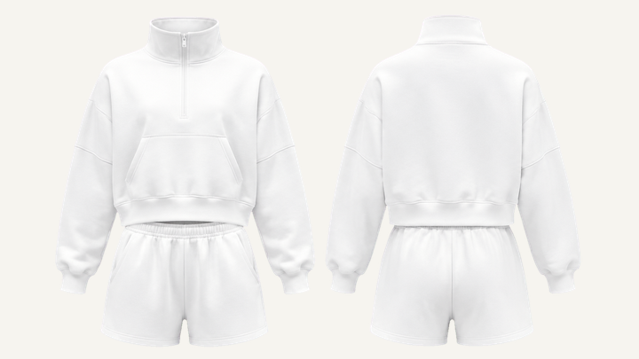 Quarter-zip Sweatshirt — True White Clean Reactive Solid design