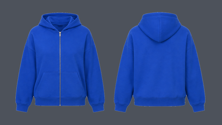Relaxed Zip Hoodie — Cobalt HSL Master design