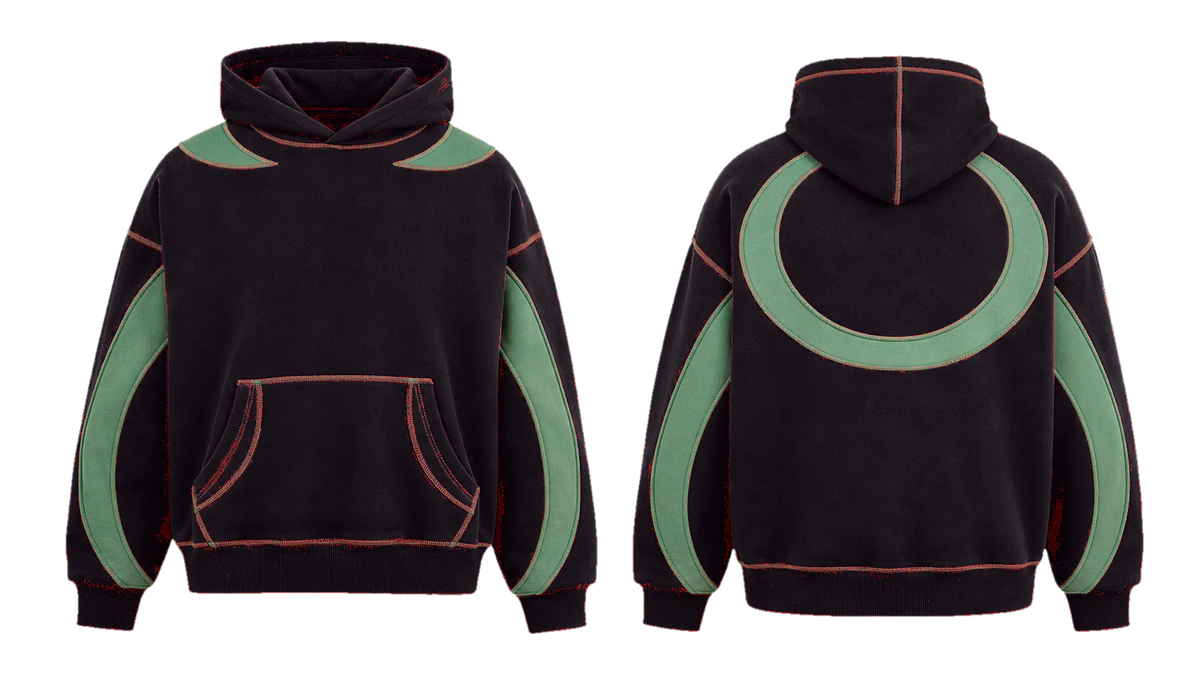 Ruby Seafoam Halo cut-and-sew hoodie design