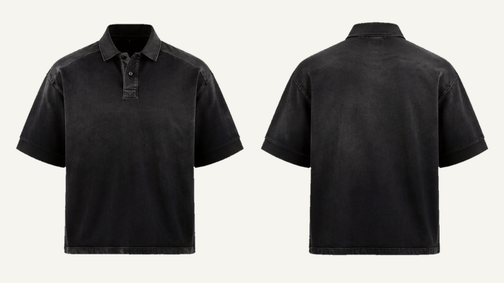 Rugby Polo Shirt — True Black Sun and Seam Fade design