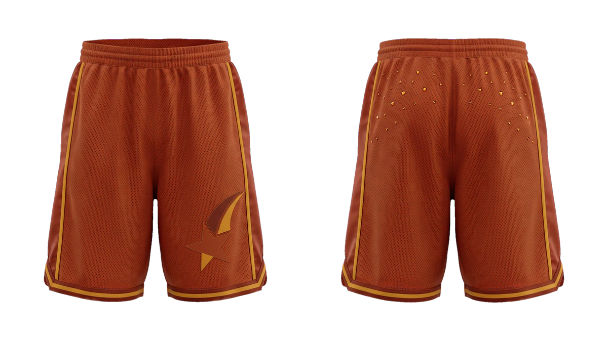 Rust Crystal Court Mesh Shorts design
