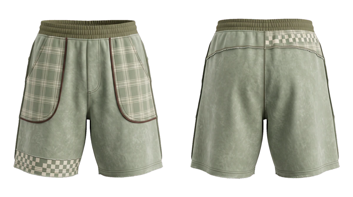 Sage Plaid Pocket Shorts design