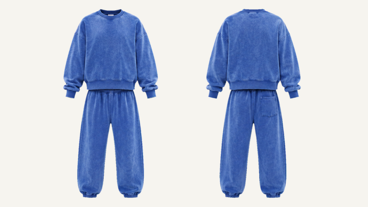 Sculpted Heavyweight Crewneck — Cobalt HSL Master Tonal Wave Wash design