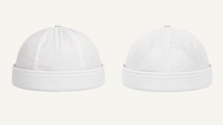 Short Watch Cap — True White Matte Panel Wash design