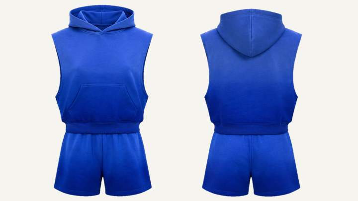 Sleeveless Hoodie — Cobalt HSL Master Tonal Dip Dye Ombre design
