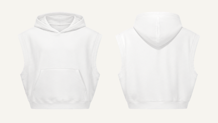 Sleeveless Hoodie — True White Garment Dyed design