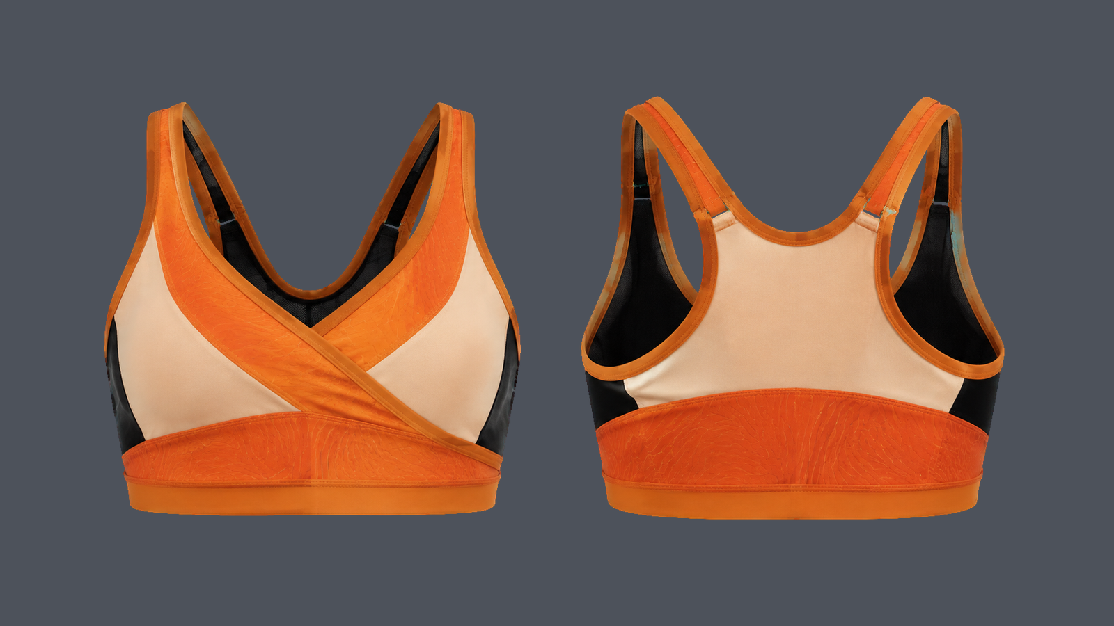 Flow Wrap Bra — Warm orange design