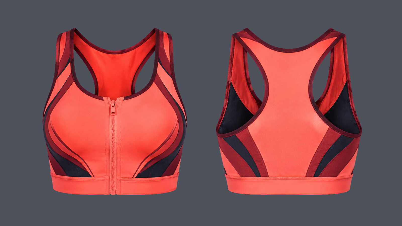 Power Zip Bra — Coral design