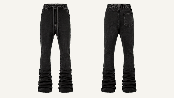 Stacked Sweatpants — True Black Stone Wash design