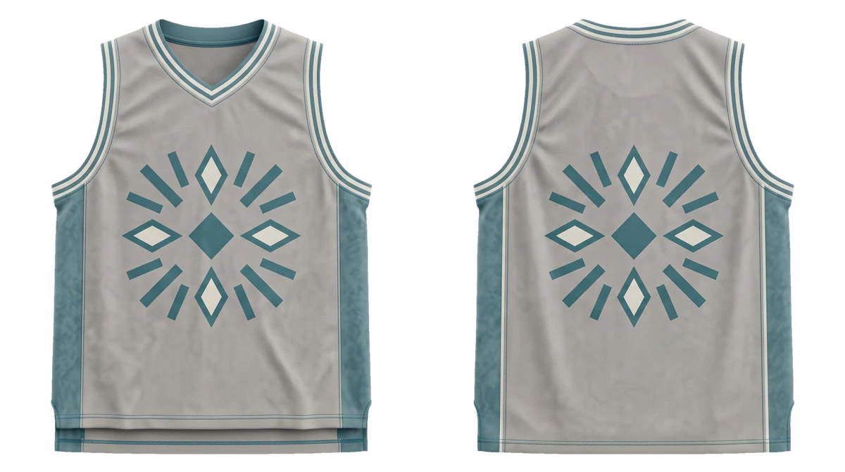 Stone Teal Compass Basketball Jersey design