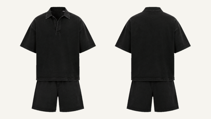 Streetwear Polo Shirt — True Black Stone Wash design