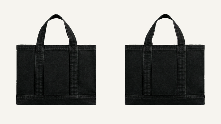 Structured Box Tote — True Black Stone Wash design
