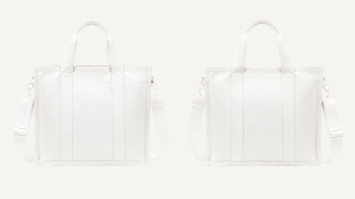 Structured Box Tote — True White Clean Reactive Solid design