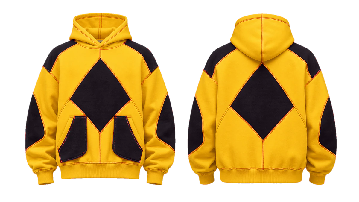 Sunflower Cherry Diamond cut-and-sew hoodie design