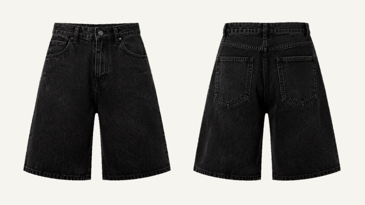 Tailored Bermuda Shorts — True Black Tonal Acid Wash design