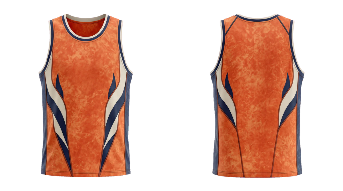 Tangerine Navy Splitflare Basketball Jersey design