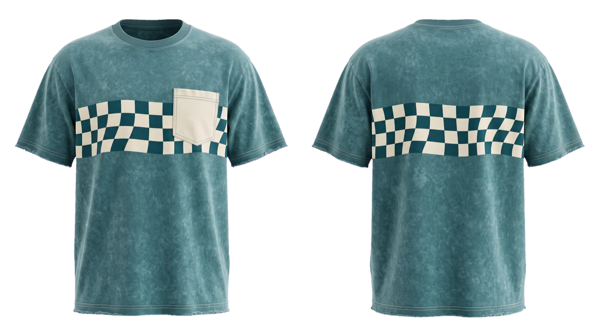 Teal Checker Pocket T-shirt design