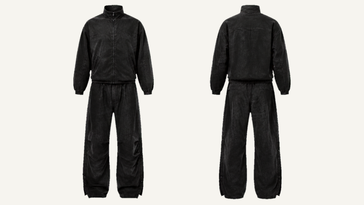 Tear-away Track Pants — True Black Tonal Mineral Wash design