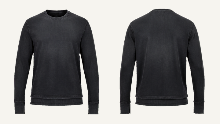 Thermal Long-sleeve Top — True Black Sun and Seam Fade design