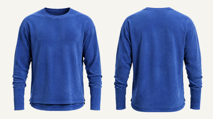 Thermal Long-sleeve Top — Cobalt HSL Master Tonal Wave Wash design