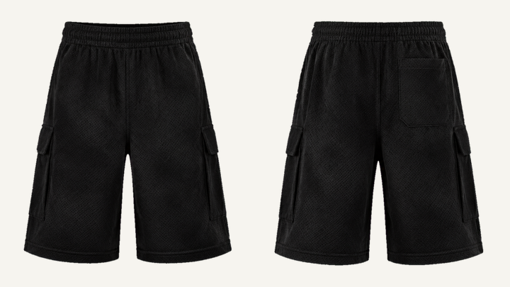 Utility Shorts — True Black Tonal Mineral Wash design