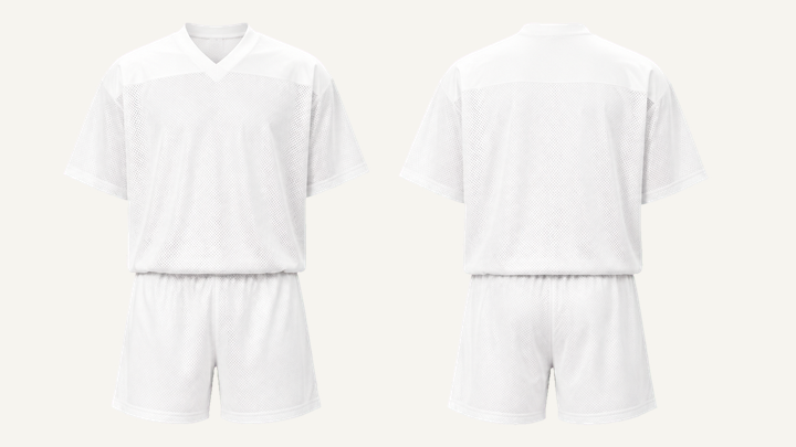 V-neck Athletic Jersey — True White Matte Panel Wash design