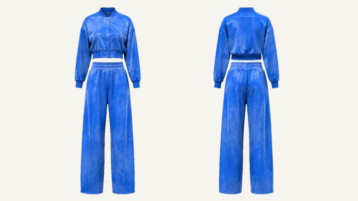 Varsity Jacket and Pants Set — Cobalt HSL Master Tonal Wave Wash design
