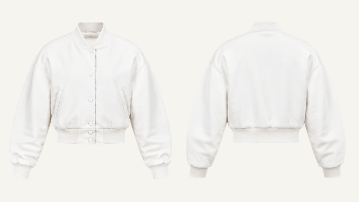 Varsity Jacket — True White Clean Reactive Solid design