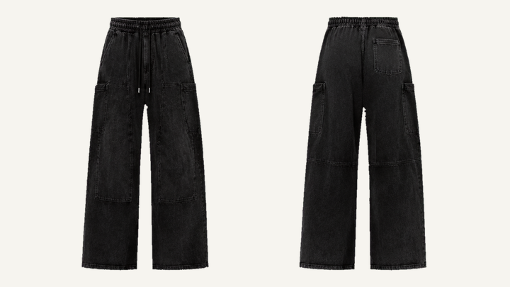 Wide-leg Sweatpants — True Black Tonal Acid Wash design