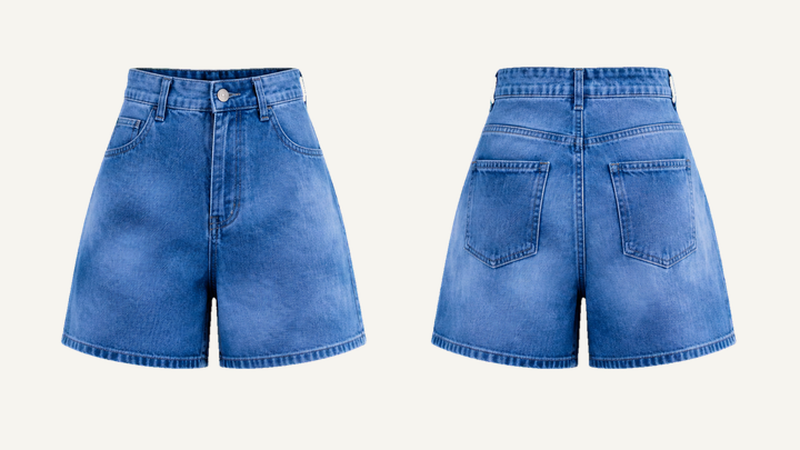 Women's Fitted Shorts — Cobalt HSL Master Tonal Cloud Wash design