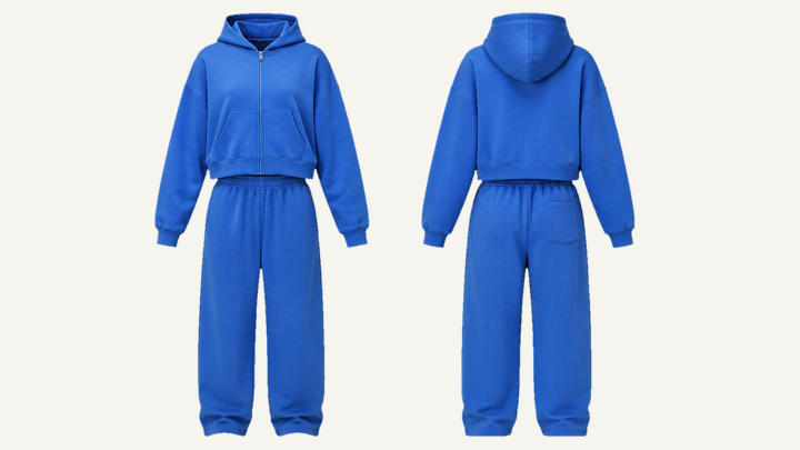 Zip Hoodie and Sweatpants Set — Cobalt HSL Master Garment Dyed design
